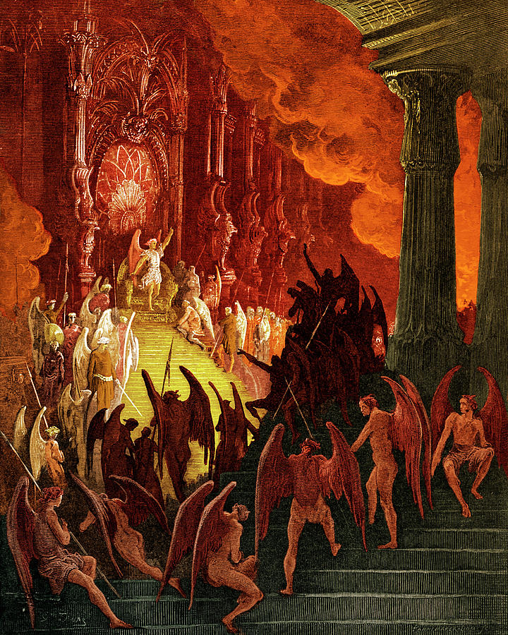 Paradise Lost Satan In Council, Drawing By Gustave Dore Painting by Gustave Dore