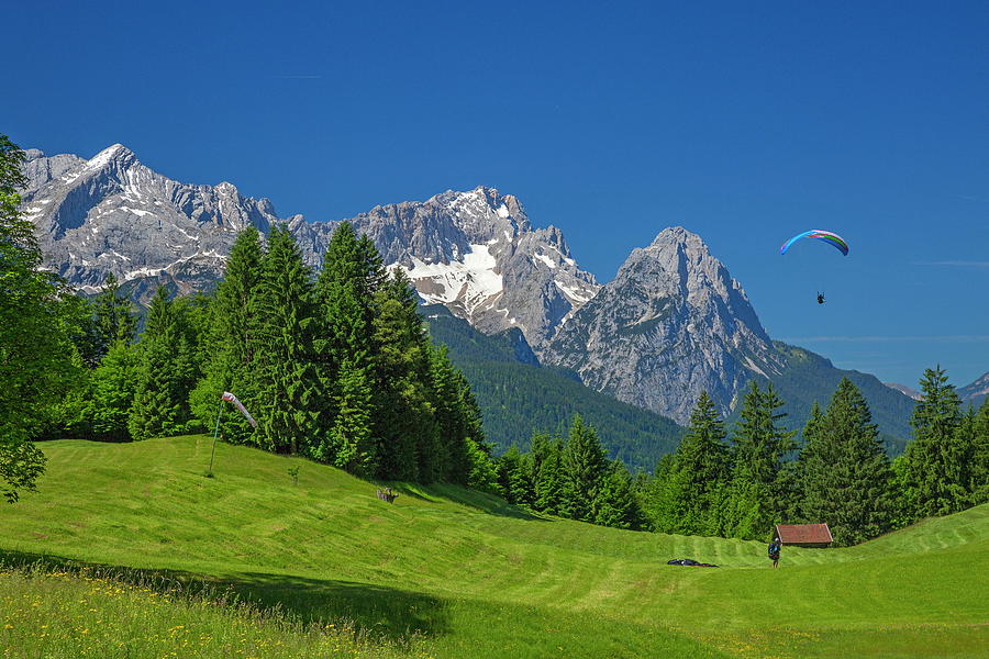 Paraglider & Mountain, Germany Digital Art by Hans-peter Huber