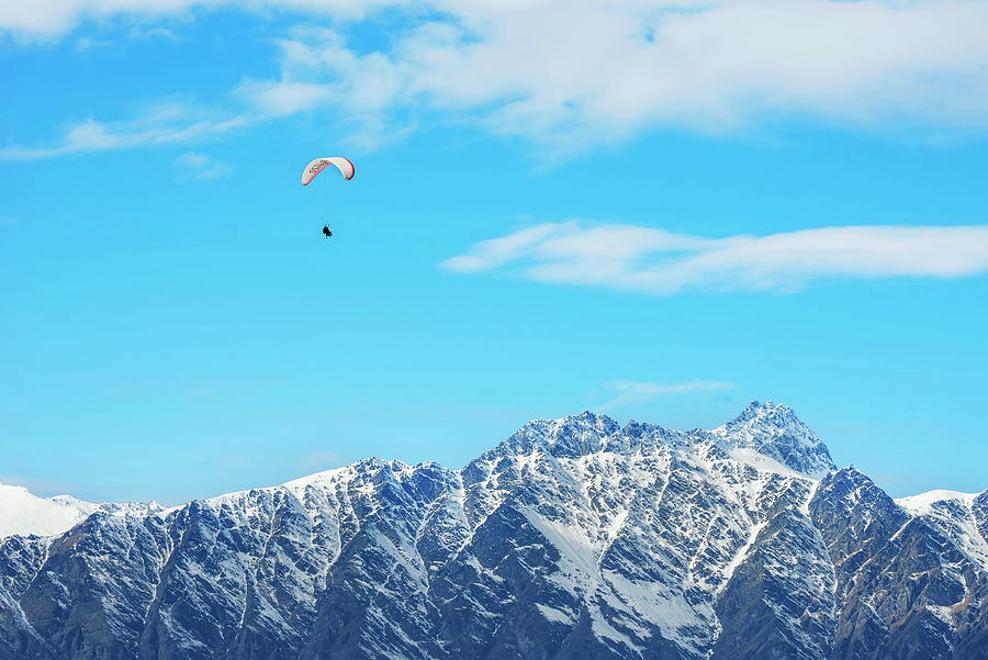 Paraglider & Mountain, New Zealand Digital Art by Marco Simoni
