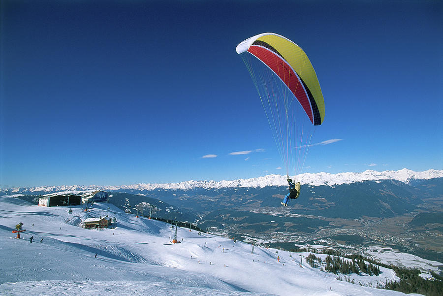 Paragliding, Dolomites, Italy Digital Art by Udo Bernhart