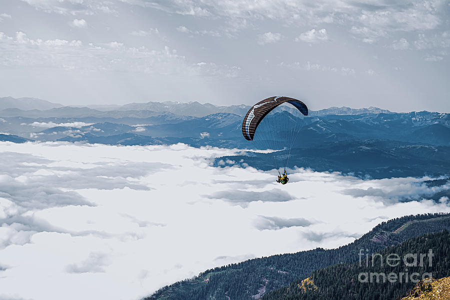 Mountain Photograph - Paragliding From Rendezvous Mountain by Eye of Arius
