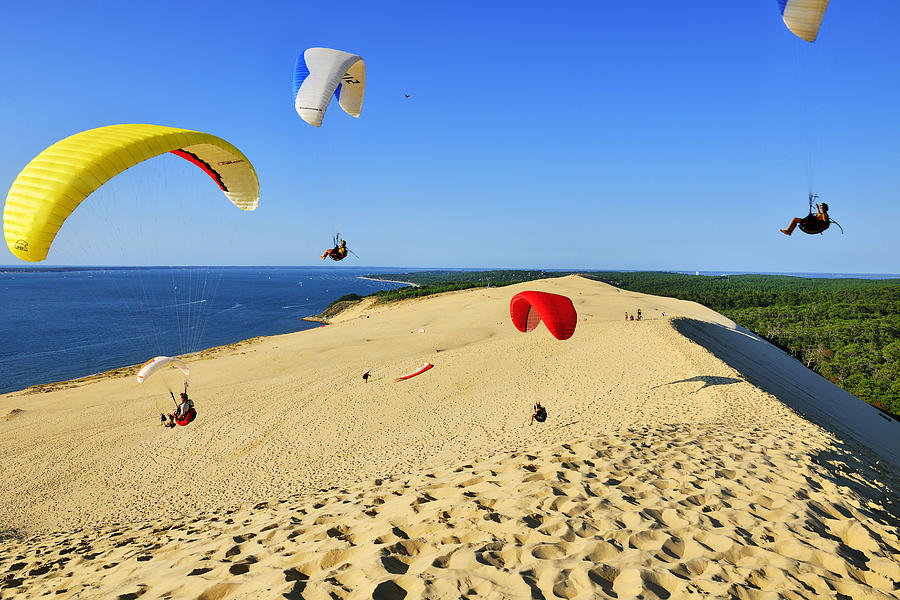 Paragliding Over Sand Dunes Digital Art by Luca Da Ros