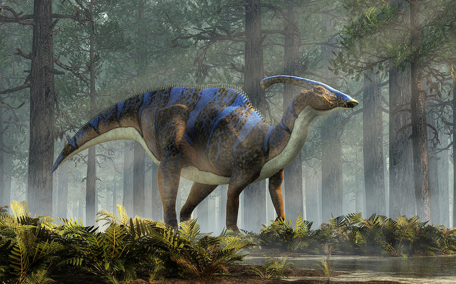 Parasaurolophus in a Forest Digital Art by Daniel Eskridge