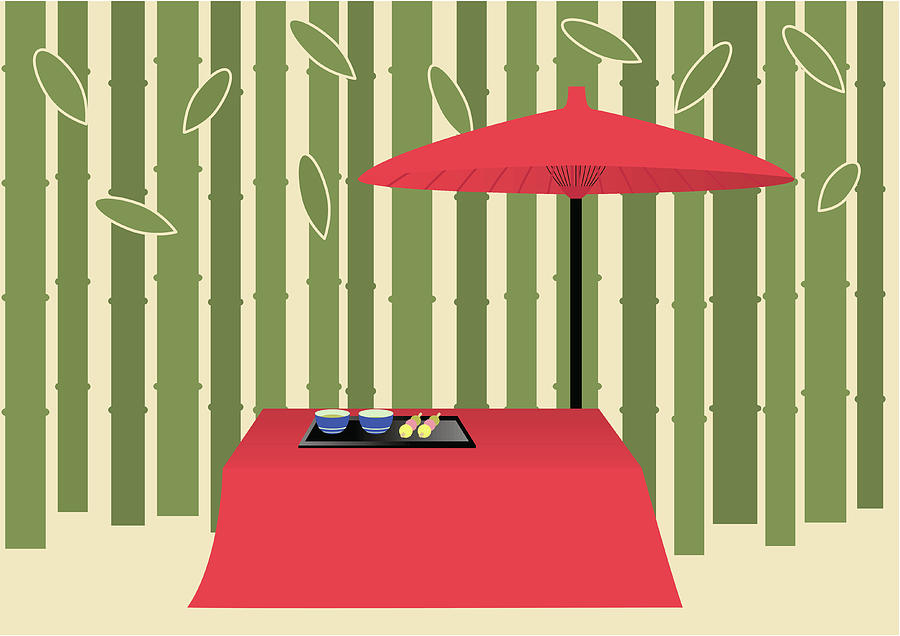 Parasol And Japanese Tea Set, Painting Digital Art by Daj