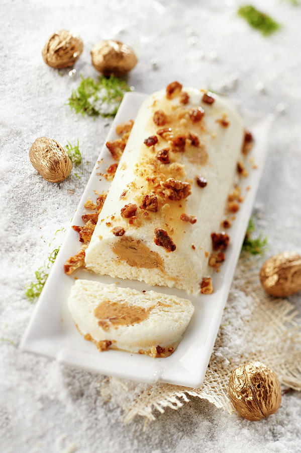 Parfait-style Nutty Iced Log Cake Photograph by Barret