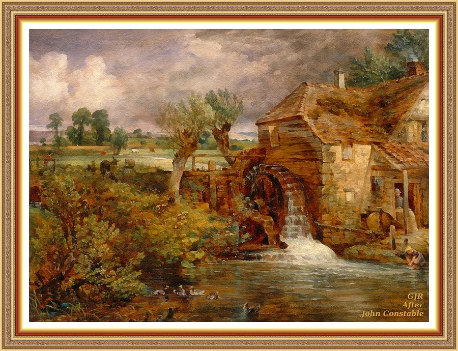 Tree Digital Art - Parham Mill - Gillingham After The Style Manner And Original Painting By John Constable-Printed Fra. by Gert J Rheeders