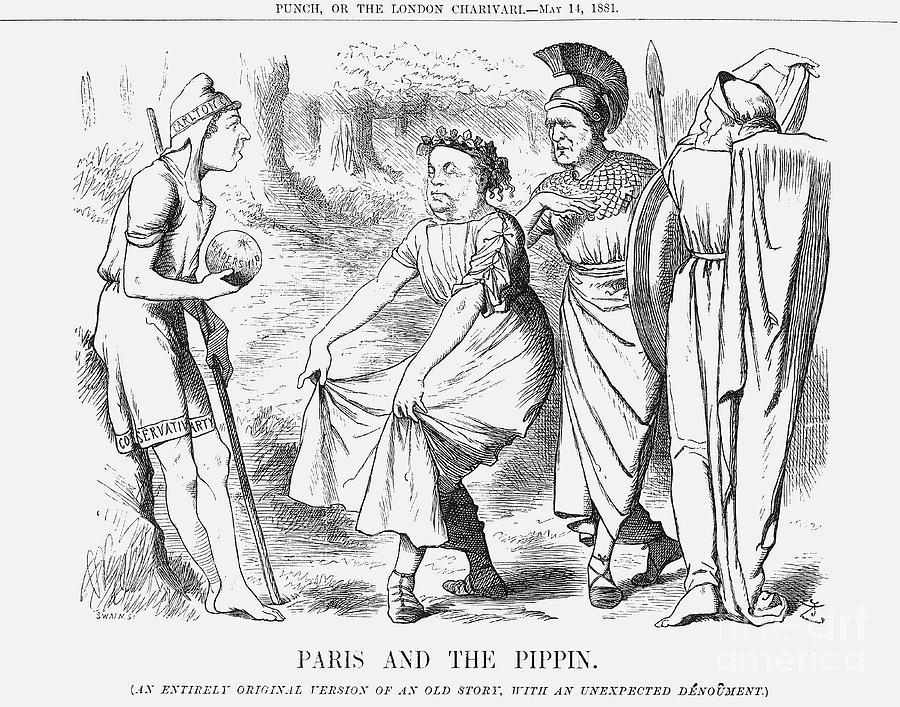 Paris And The Pippin, 1881. Artist Drawing by Print Collector