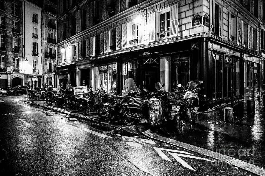 Paris at Night Parked Motocycles Photograph by M G Whittingham