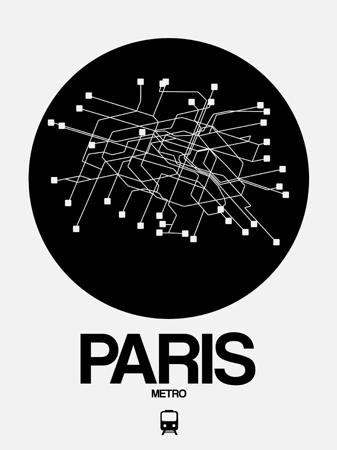 Paris Black Subway Map Digital Art by Naxart Studio - Fine Art America