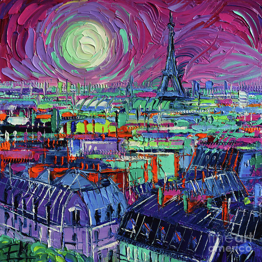 Paris By Moonlight Painting by Mona Edulesco