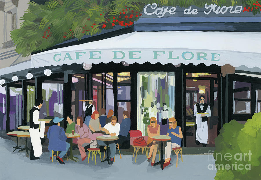 Paris Cafe And Garcon And Guests Painting by Hiroyuki Izutsu