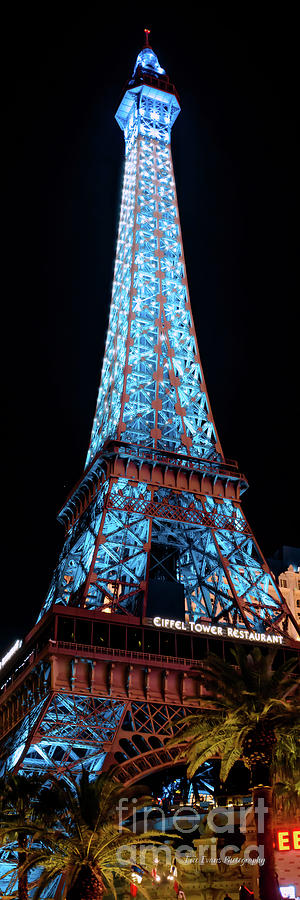 Paris Casino Eiffel Tower Light Show With Blue Lights 1 to 3 Ratio Photograph by Aloha Art