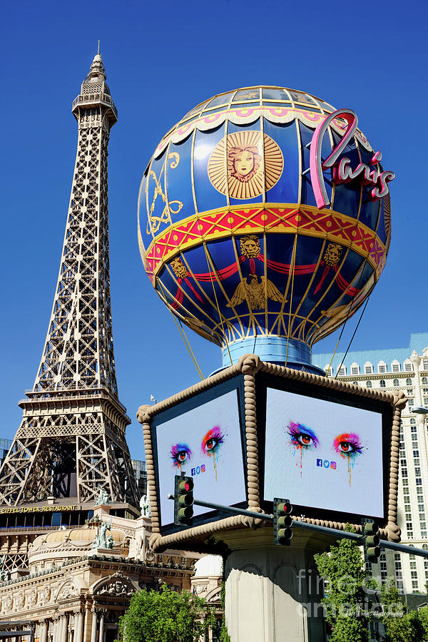 Eiffel Tower Photograph - Paris Casino Sign and Eiffel Tower in the Afternoon by Aloha Art