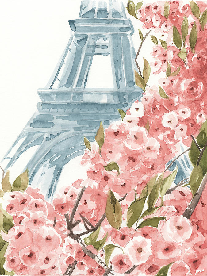 Paris Cherry Blossoms II Painting by Annie Warren