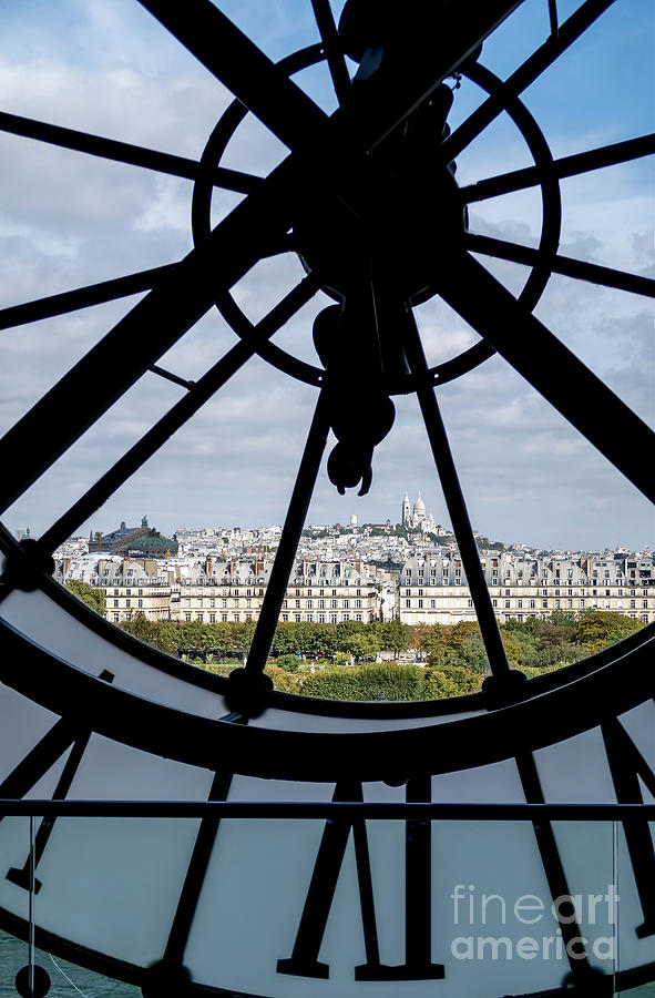 Paris Photograph - Paris cityscape through the giant clock at the Musee dOrsay by Ulysse Pixel