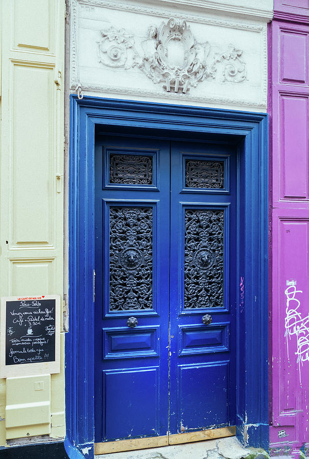 Paris Door in Bright Blue Photograph by Georgia Clare