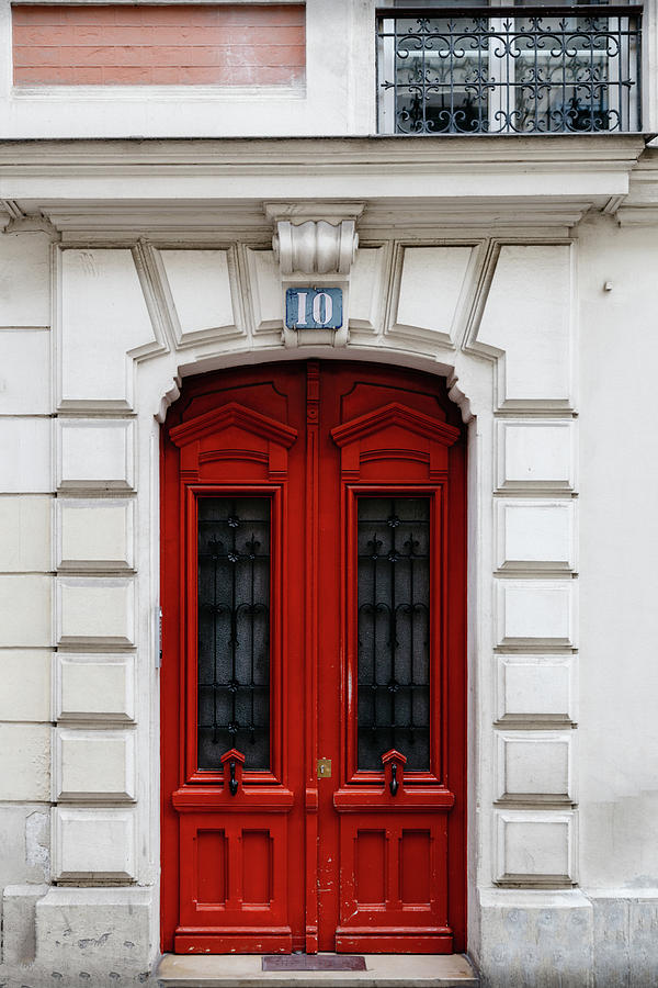 Paris Door in Bright Red Photograph by Georgia Clare