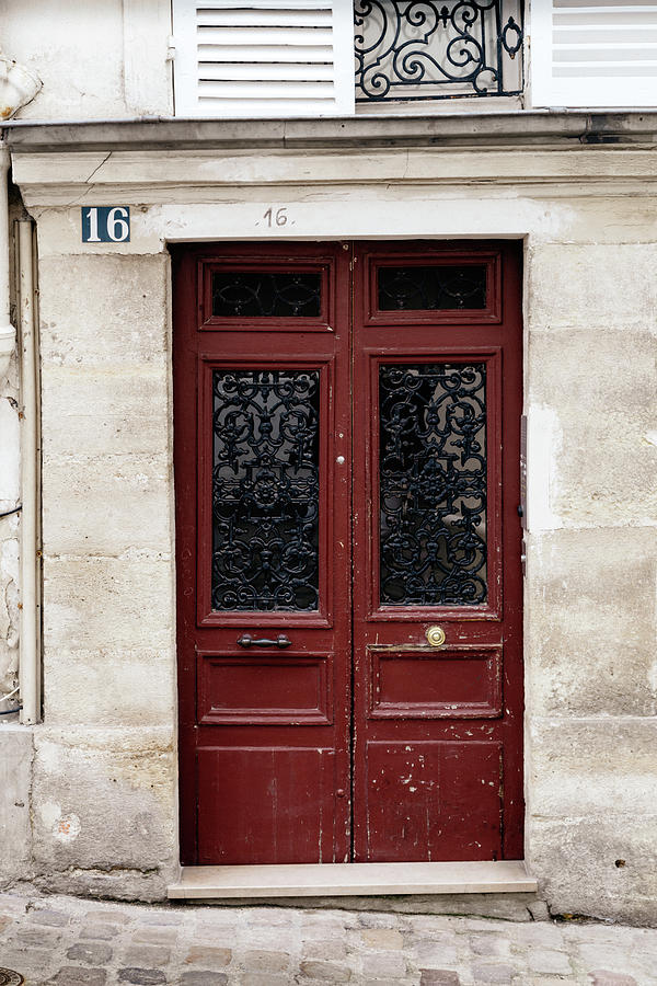 Paris Door in Deep Red Photograph by Georgia Clare