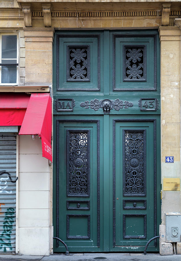 Paris Door - Teal Green Photograph by Georgia Clare