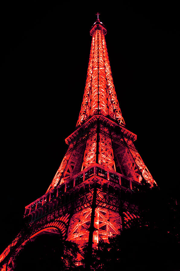 Paris Eiffel Tower 7 Red Photograph by Del Art