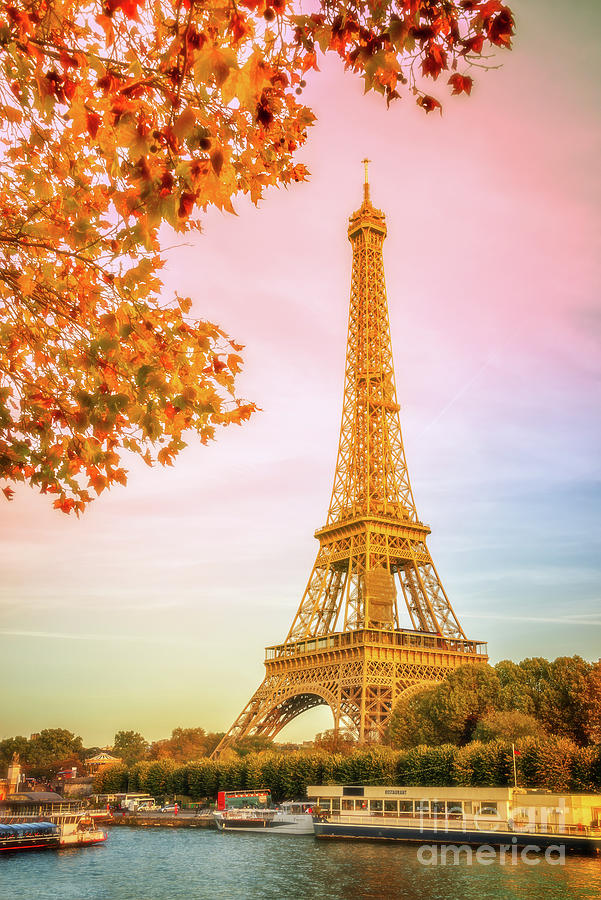 Paris Photograph - Paris, Eiffel tower in autumn by Delphimages Paris Photography