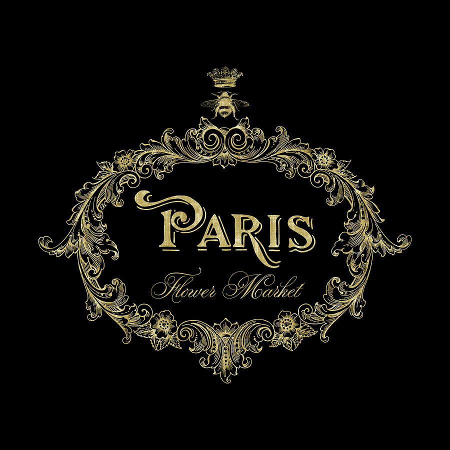 Paris Digital Art - Paris Flower Market In Gold by Tina Lavoie
