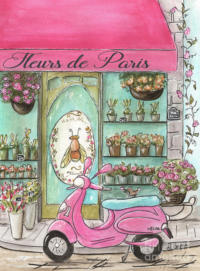 Paris Flower Shop - Fleurs de Paris Painting by Debbie Cerone