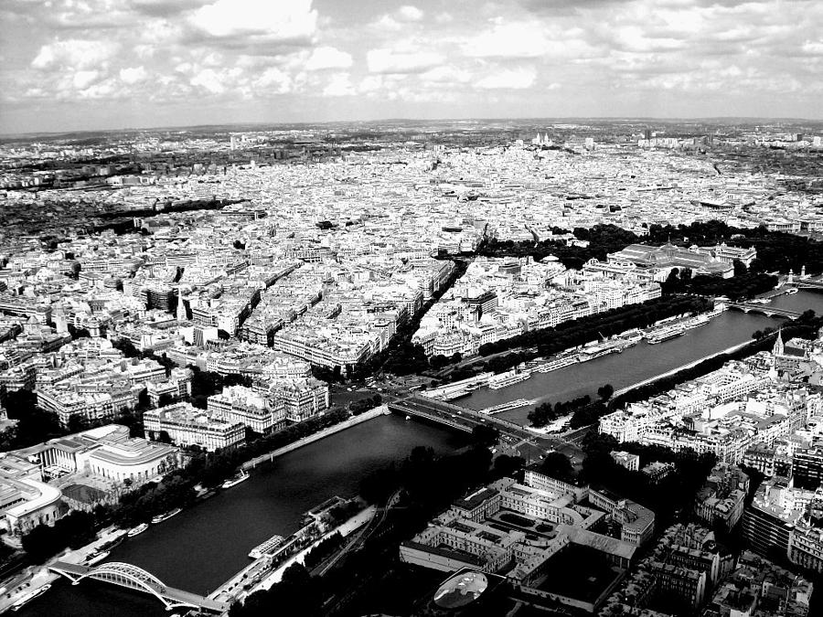 Paris from the Eiffel Tower, Black and White Photograph by Chance Kafka