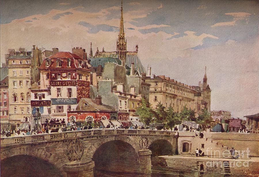 Paris From The Pont St Michel, C1846 Drawing by Print Collector