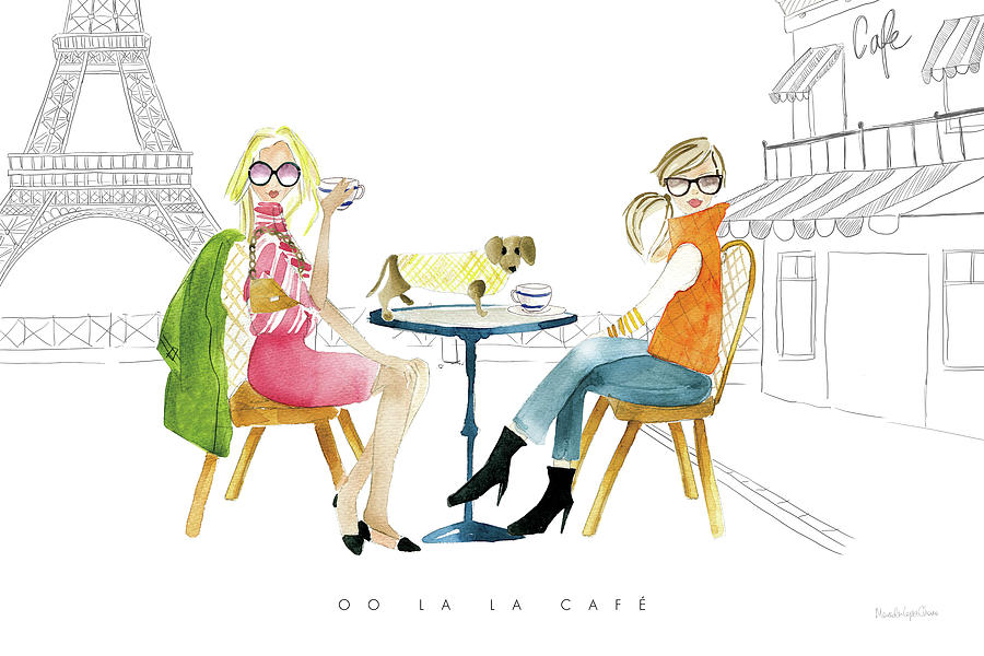 Coffee Painting - Paris Girlfriends IIi V2 by Mercedes Lopez Charro