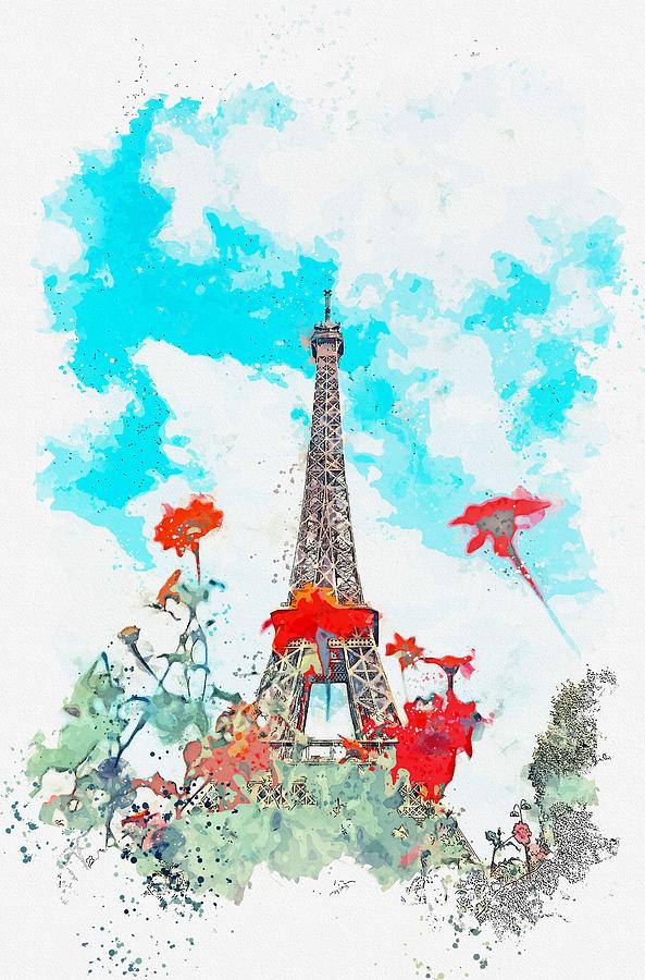 Paris In Spring -  Watercolor By Ahmet Asar Painting