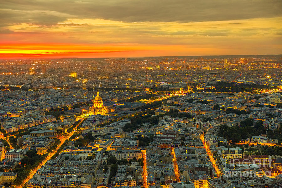 Paris Invalids palace sunset Photograph by Benny Marty