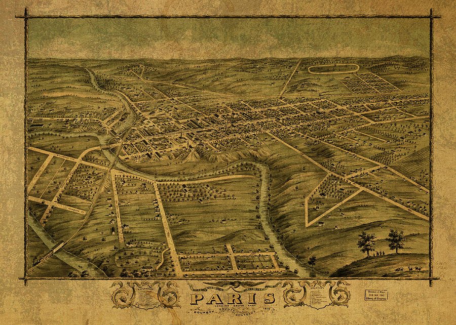 Paris Kentucky Vintage City Street Map 1870 Mixed Media By Design Turnpike