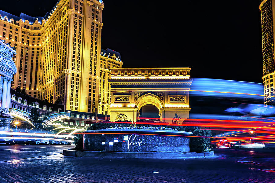 Paris Las Vegas Nevada Hotel At Night Photograph by Alex Grichenko