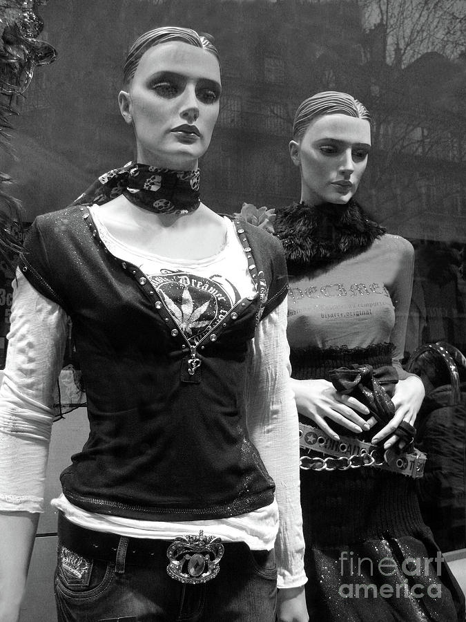 Paris Mannequins - Paris Black White Fashion Window Mannequins - Paris Window Mannequin Art Deco Photograph by Kathy Fornal