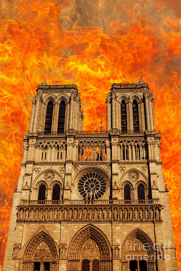 Paris Notre Dame church on fire Photograph by Benny Marty
