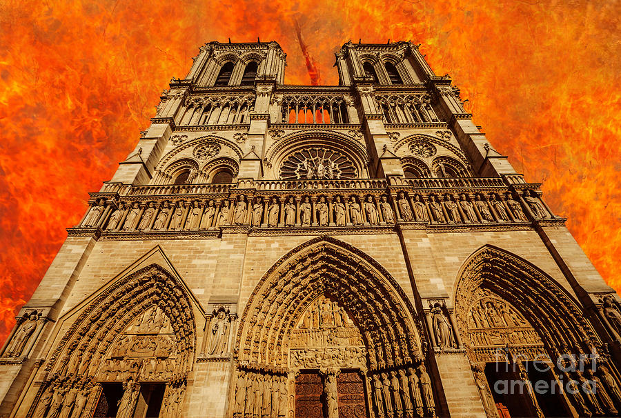 Paris Notre Dame on fire Photograph by Benny Marty