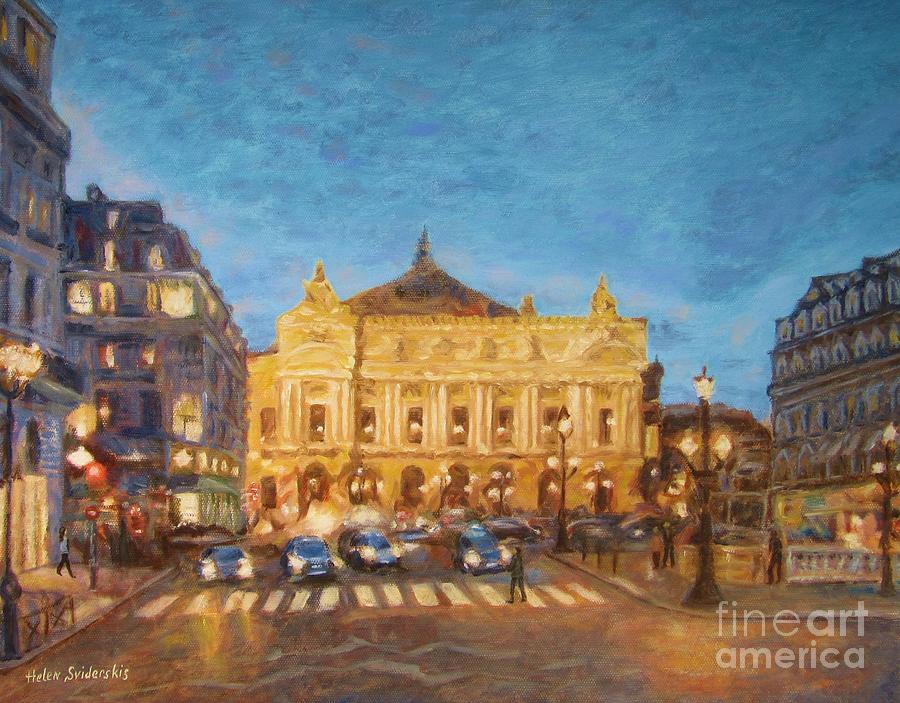 Paris Opera House At Night. Painting