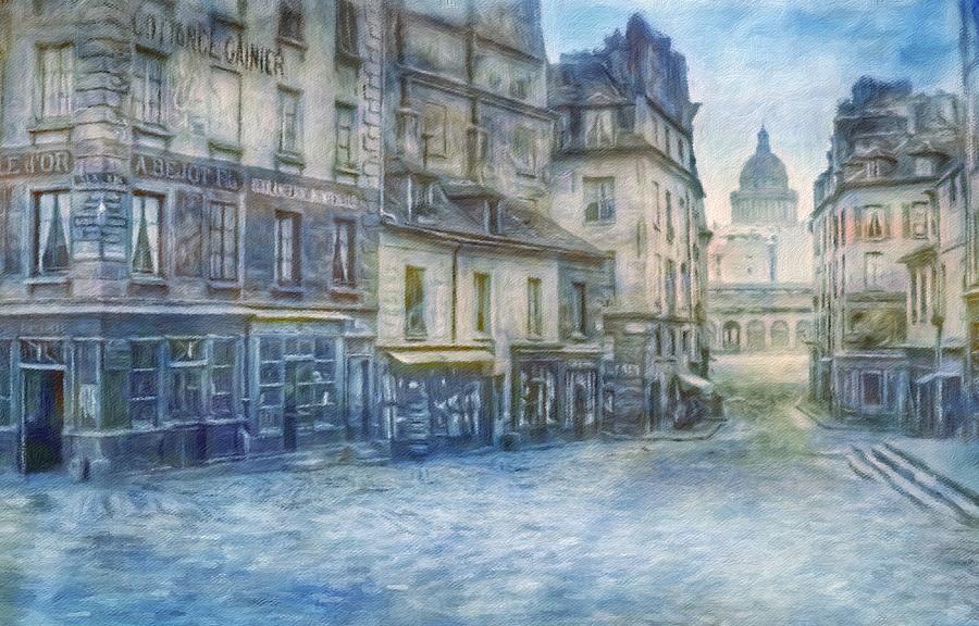 Paris, Rue du Haut Pave 1866 Painting by Vincent Monozlay