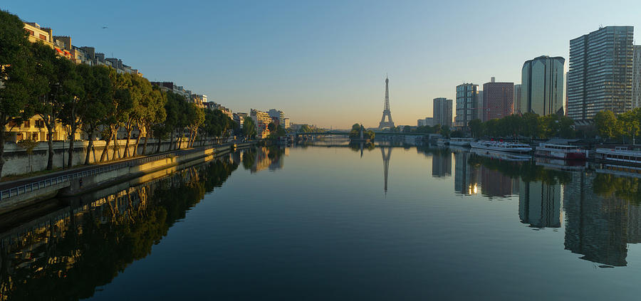 Paris Skyline And Tower Reflecting On Photograph by Cyril Couture @