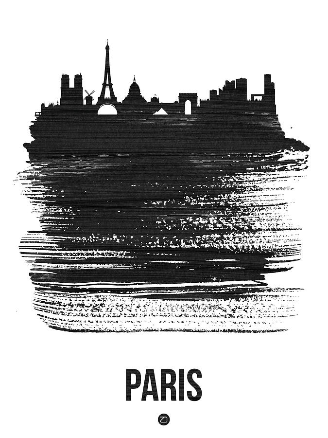 Paris Mixed Media - Paris Skyline Brush Stroke Black by Naxart Studio