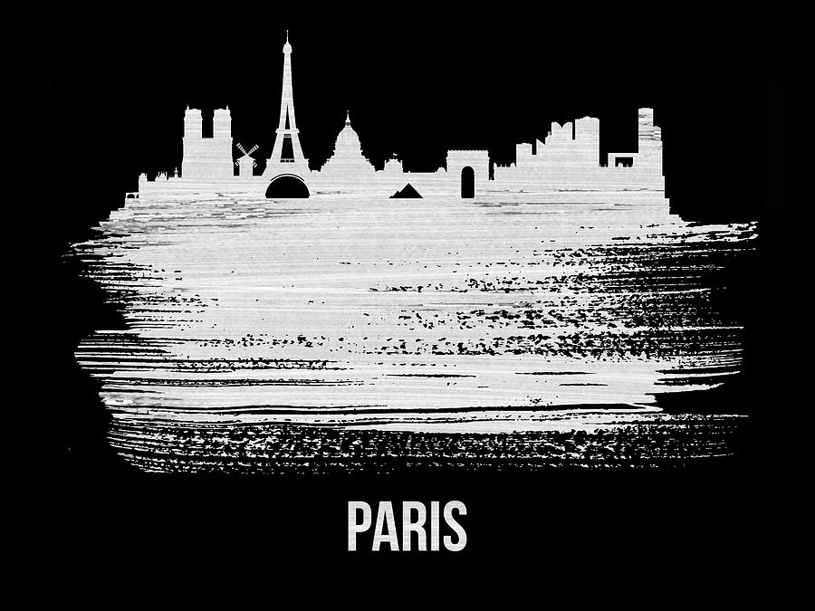Paris Mixed Media - Paris Skyline Brush Stroke White by Naxart Studio