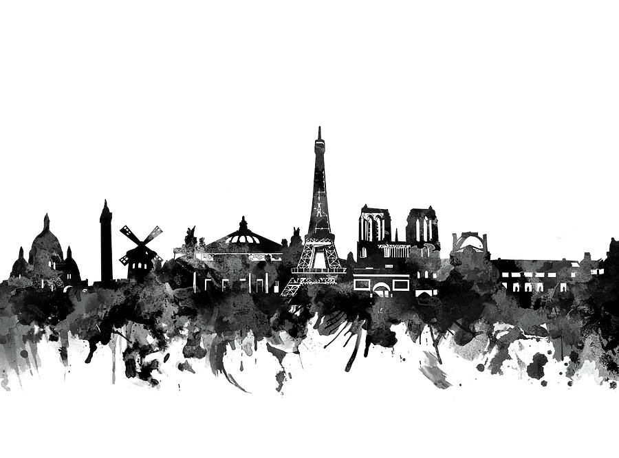 Paris Skyline Bw Digital Art