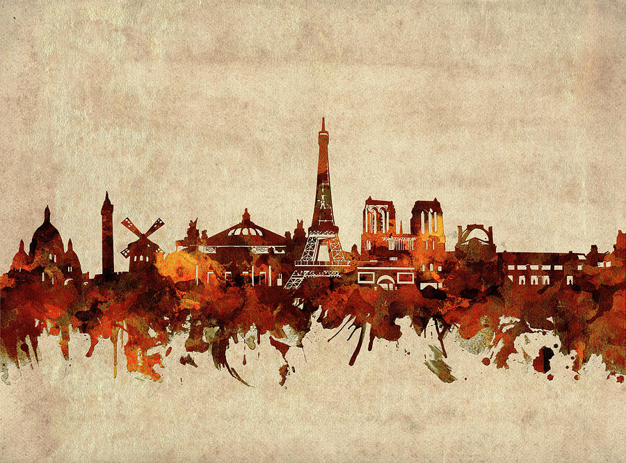 Paris Skyline Sepia Digital Art