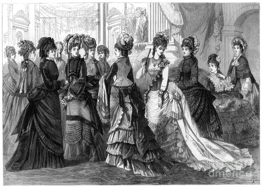 Paris Spring Fashion, 1875 Drawing by Print Collector