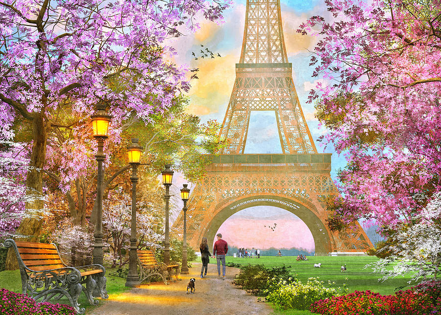 Paris Spring Romance Painting by MGL Meiklejohn Graphics Licensing