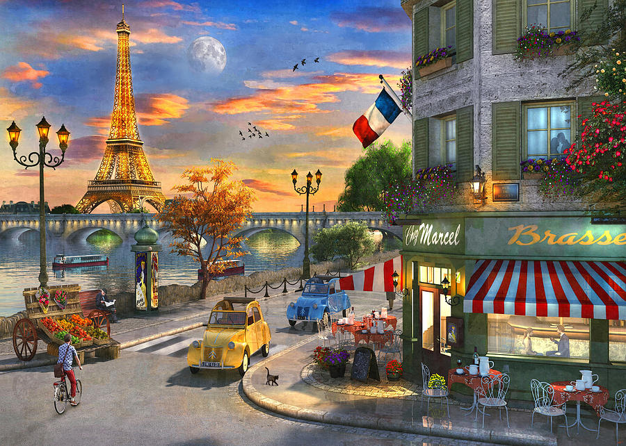 Paris Street Cafe Painting by MGL Meiklejohn Graphics Licensing