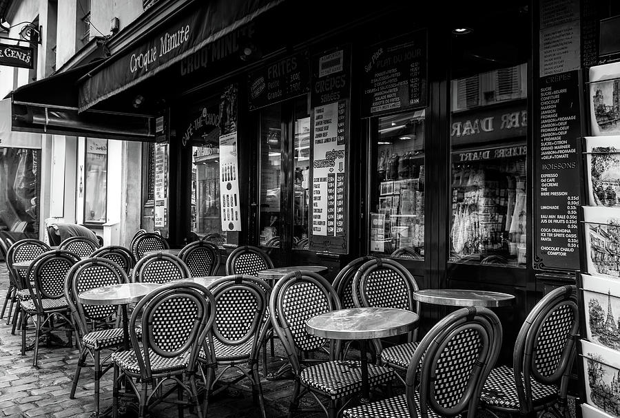 Paris Street Cafe in Mono Photograph by Georgia Clare
