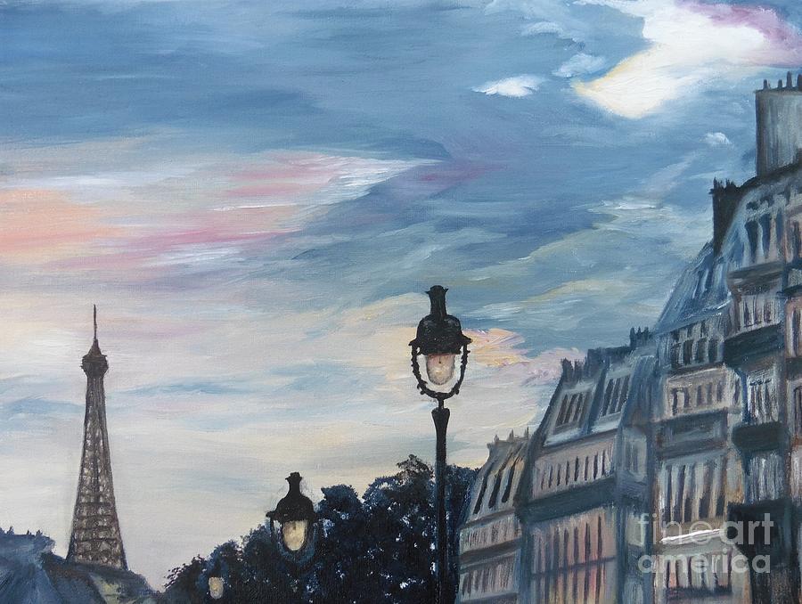 Paris sunset Painting by Angel Holmes - Fine Art America