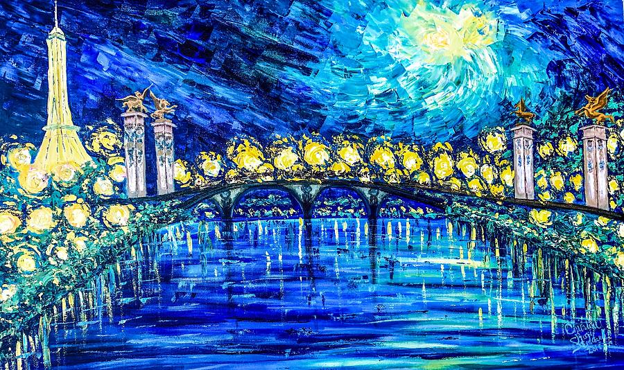 Paris Under Moonlight Painting By Chris Roses